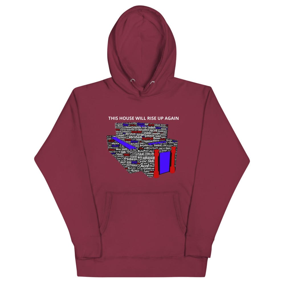 This House Will Rise Up Again Hoodie - Perfect clothing for Israelites, Black Hebrew Israelites, 12 Tribes of Israel, Black Jews and all people of faith.