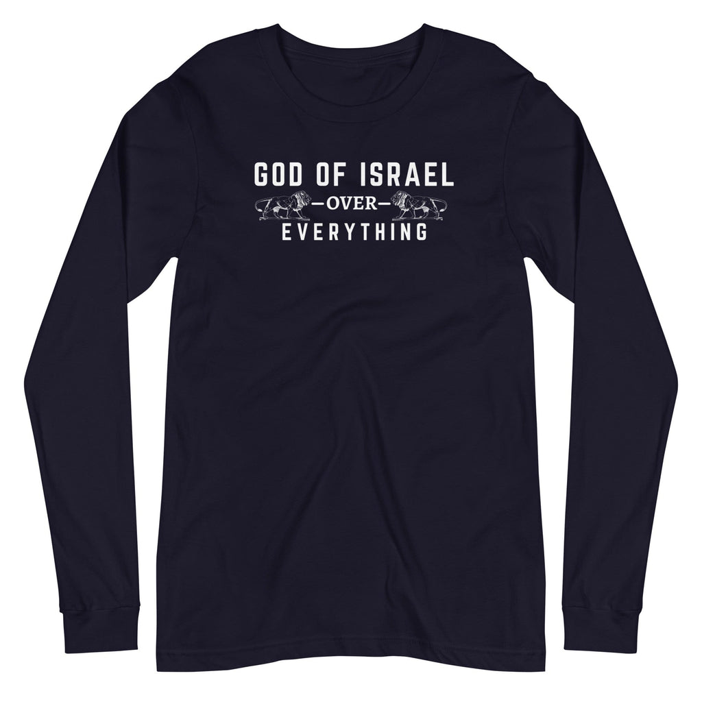 God of Israel over Everything Long Sleeve T-Shirt - Smiletivations brand is perfect clothing for Israelites, Black Hebrew Israelites, 12 Tribes of Israel, Black Jews and all people of faith.